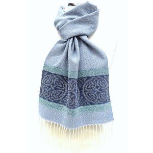 New Celtic Knot Wool Chenille Scarf Light Blue (Made in Scotland)